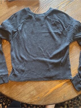 PacSun Women's Charcoal Gray Waffle Knit Crop Top